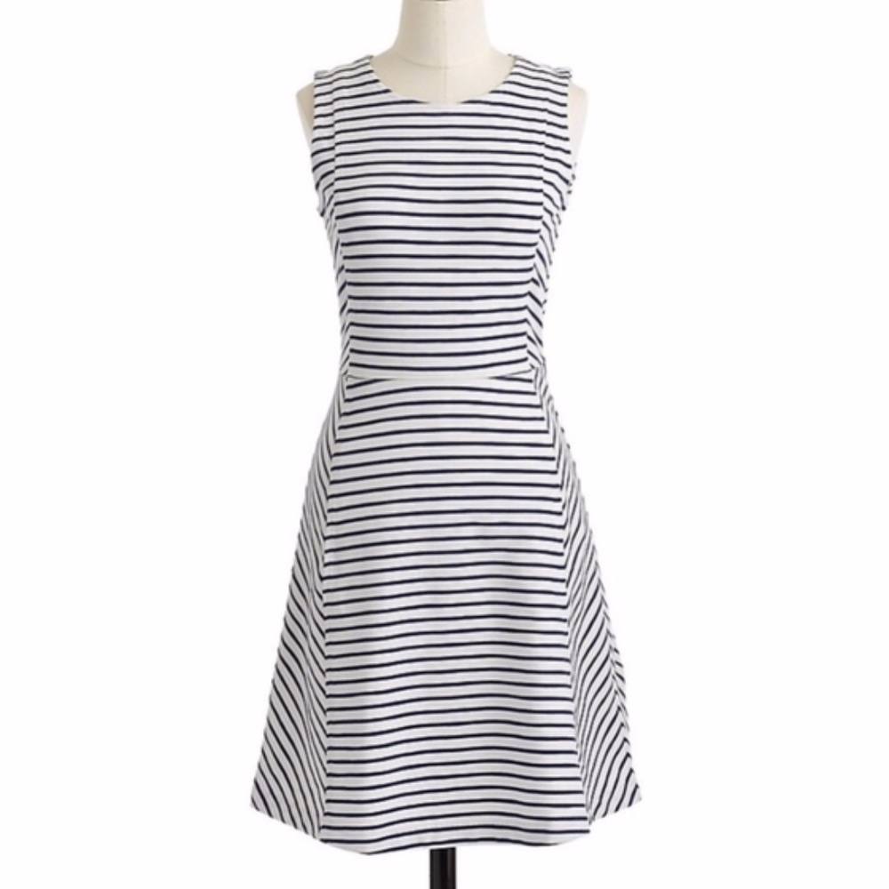 J. Crew White & Blue Striped Dress - 0 / XS